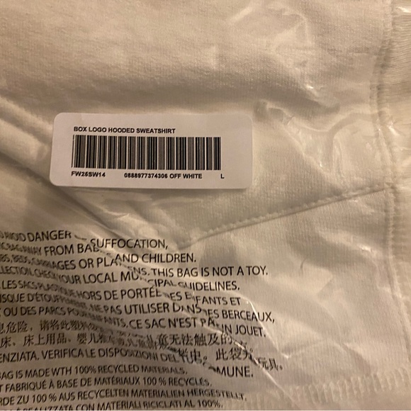 Supreme FW25 Hooded Sweatshirt White Pink Size L - Picture 3 of 4